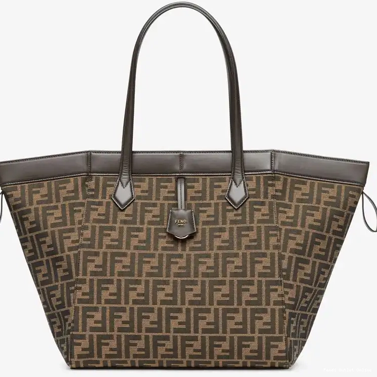 Affordable Bag Origami In Brown FF Fendi Large Motif Fabric 0502